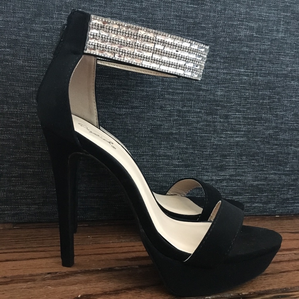 Rhinestone Ankle Strap Heel